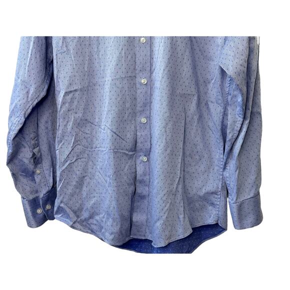Neiman Marcus Blue Print TRIM Fit 100% Cotton Button-Up Shirt 15 1/2 32/33 - Picture 6 of 8